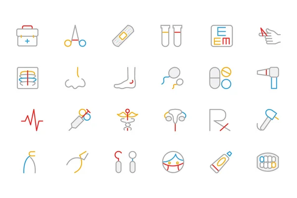 Esquema de color médico iconos vectoriales 4 — Vector de stock