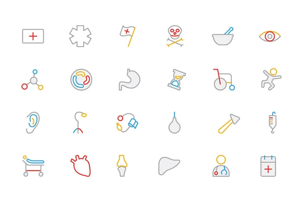 Medical Colored Outline Vector Icons 3 — Stock vektor