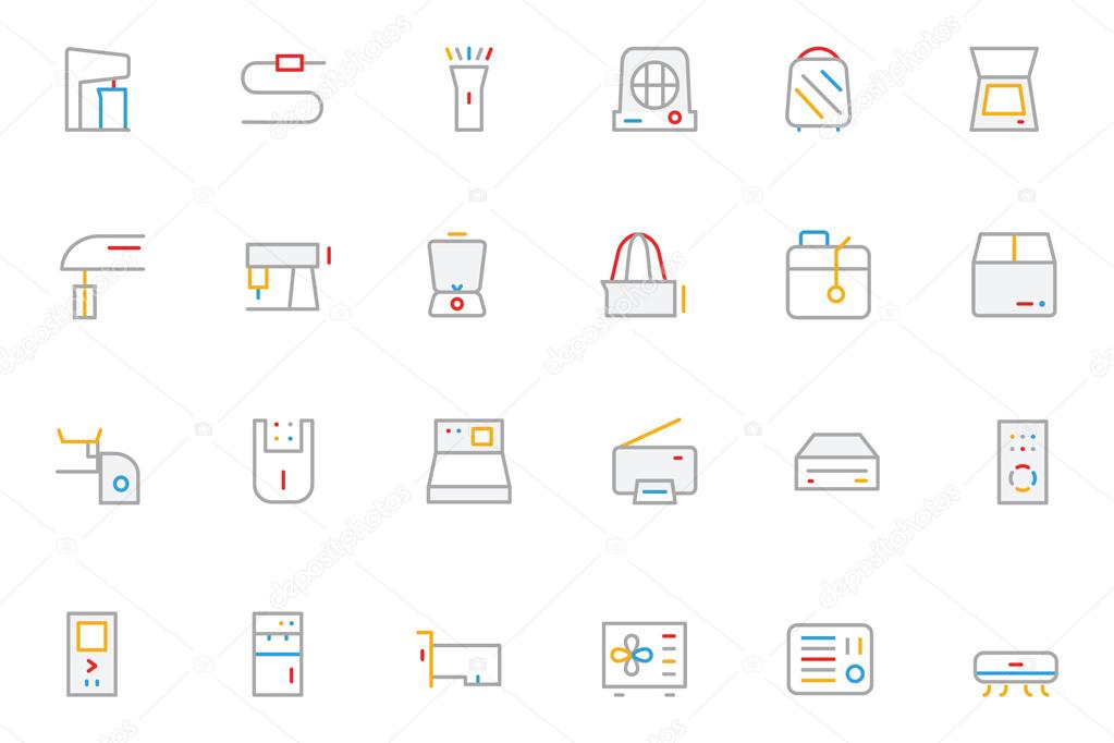 Electronics and Devices Colored Outline Icons 4