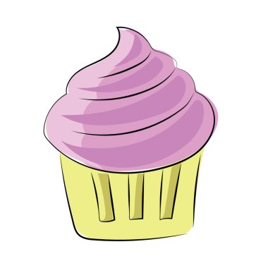 cupcake yarım yamalak renkli vektör simgesi