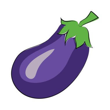 brinjal el çekilmiş renkli vektör simgesi