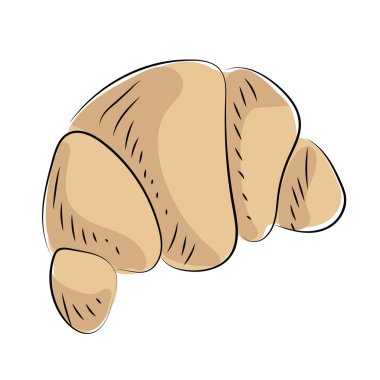 kruvasan el çekilmiş renkli vektör simgesi