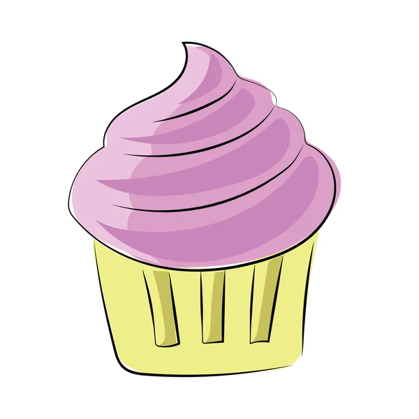 Cupcake skizzenhafte farbige Vektor-Symbol — Stockvektor