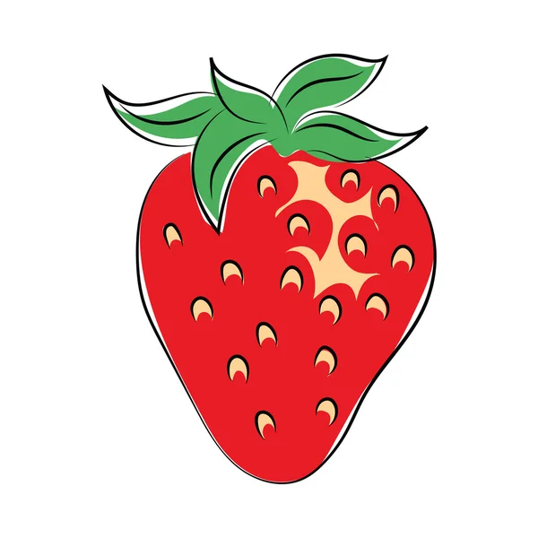 Strawberry Hand Drawn Colored Vector Icon — Stock Vector