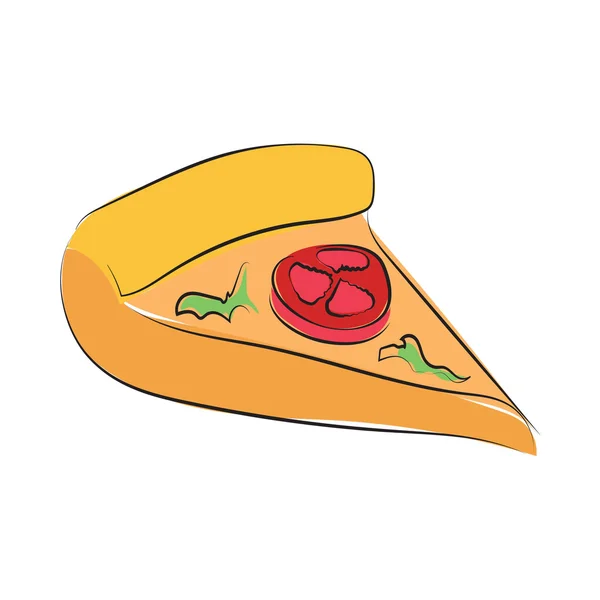 Pizza gekleurde schetsmatig vector pictogram — Stockvector