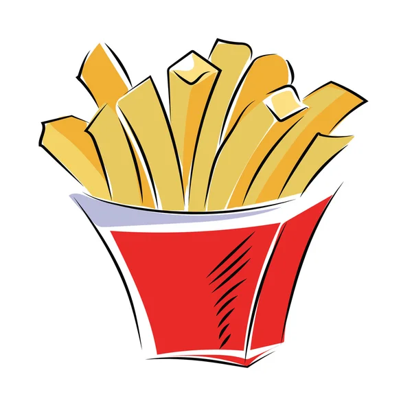 Fries Colored Sketchy Vector Icon — Stock Vector