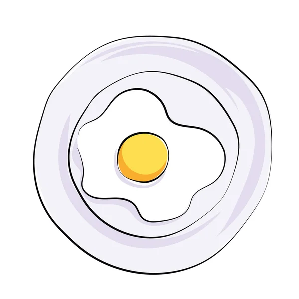 Ícone de vetor esboçado colorido de ovo frito — Vetor de Stock
