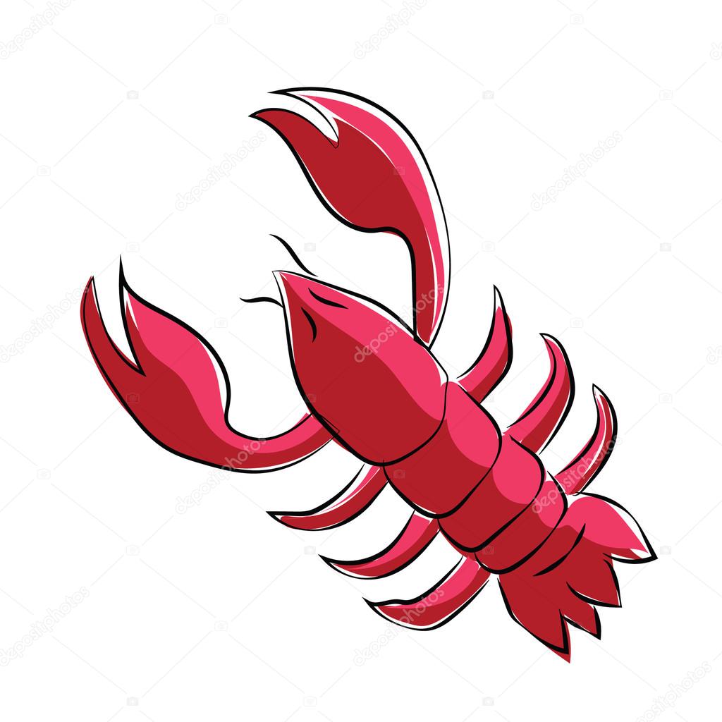 Lobster Sketchy Colored Vector Icon