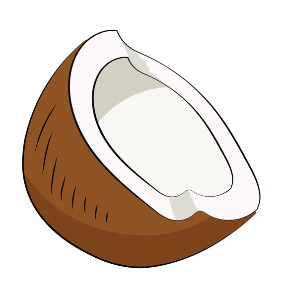 Coconut Hand Drawn Colored Vector Icon — Stock Vector