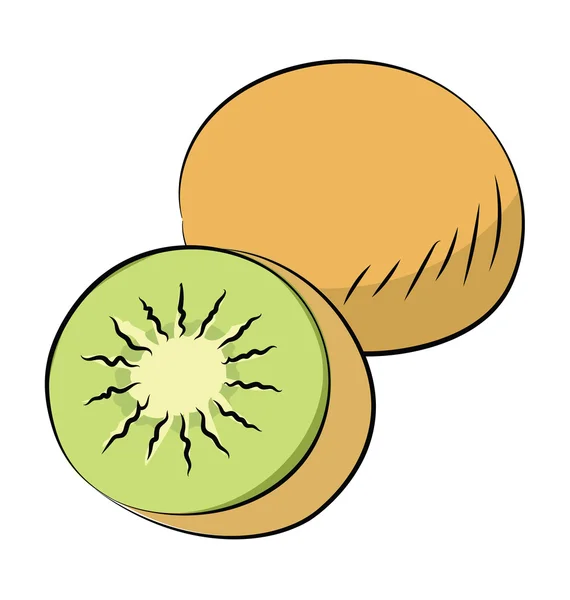 Kiwi fruta dibujado a mano vectorial incompleto icono — Archivo Imágenes Vectoriales