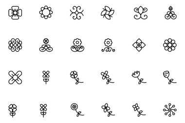 Flowers and Floral Line Vector Icons 5