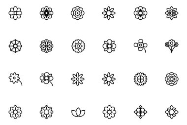 Flowers and Floral Line Vector Icons 1 clipart
