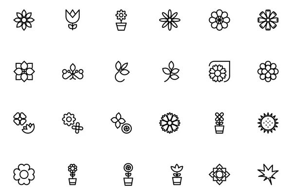 Flowers and Floral Line Vector Icons 3 — Wektor stockowy