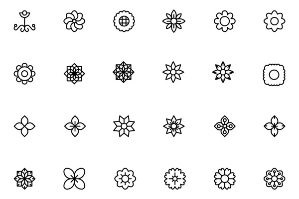 Fleurs et lignes florales Icônes vectorielles 2 — Image vectorielle