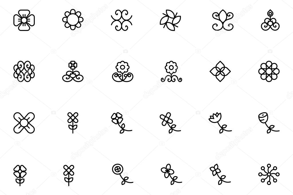 Flowers and Floral Line Vector Icons 5