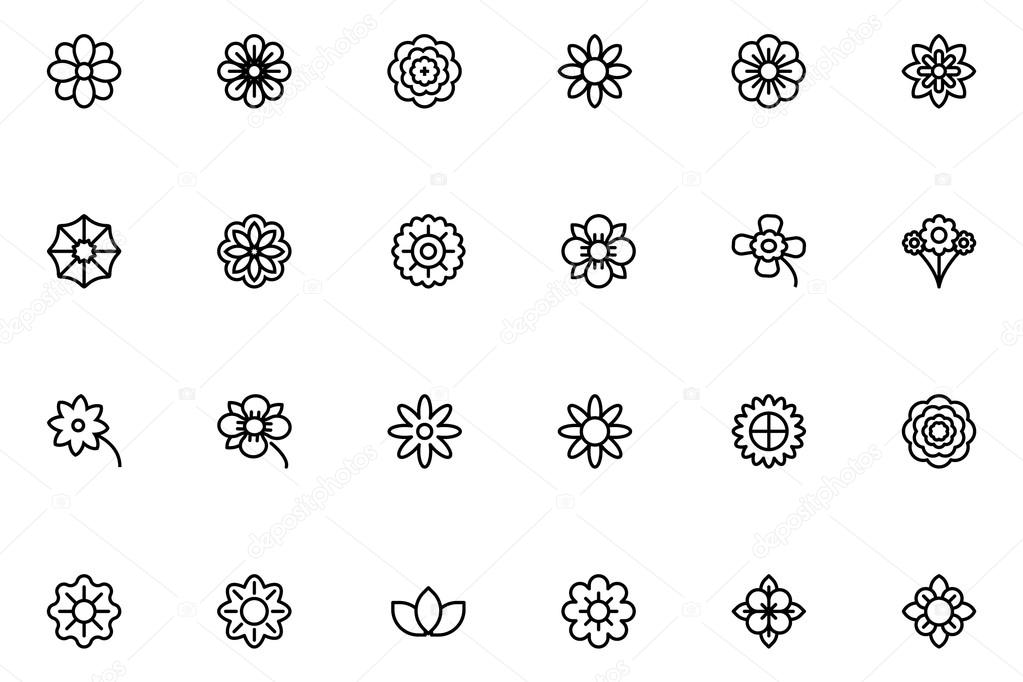 Flowers and Floral Line Vector Icons 1