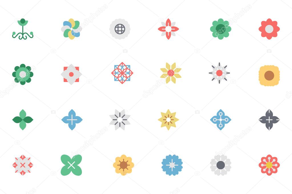 Flowers and Floral Colored Vector Icons 2
