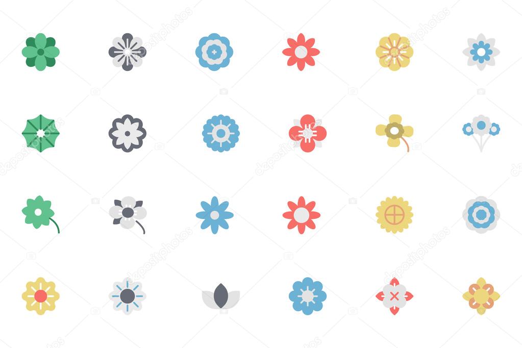Flowers and Floral Colored Vector Icons 1