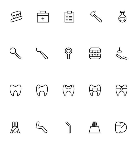 Dental Line Vector Icons 6 — Wektor stockowy