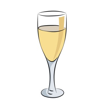 Şarap kadehi yarım yamalak renkli vektör simgesi