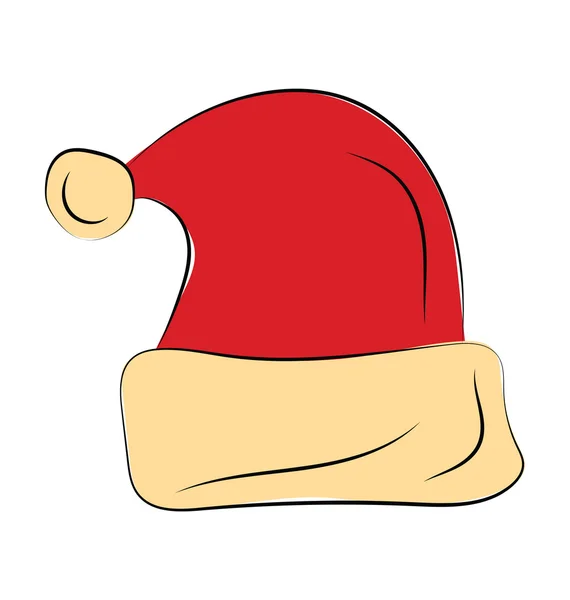 Santa sombrero dibujado a mano coloreado icono del vector — Archivo Imágenes Vectoriales