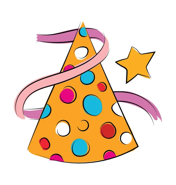 Party Hat Sketchy Colored Vector Icon — Stock Vector