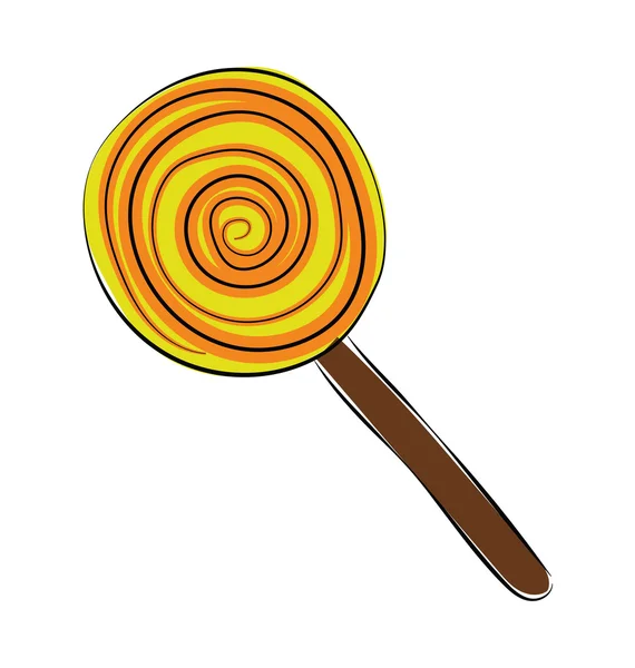 Swirl Lollipop Hand Drawn Colored Vector Icon — Stock Vector