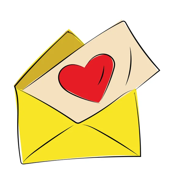 Lettre d'amour couleur Sketchy vecteur icône — Image vectorielle