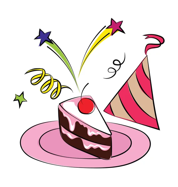 Doğum günü partisi el çekilmiş renkli vektör simgesi — Stok Vektör