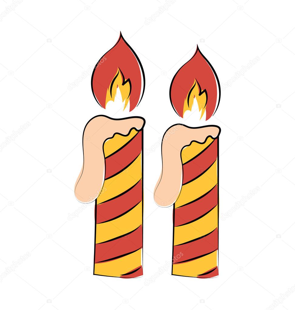 burning-candles-sketchy-colored-vector-icon-stock-vector-image-by