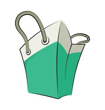 Alışveriş çantası el çekilmiş renkli vektör simgesi