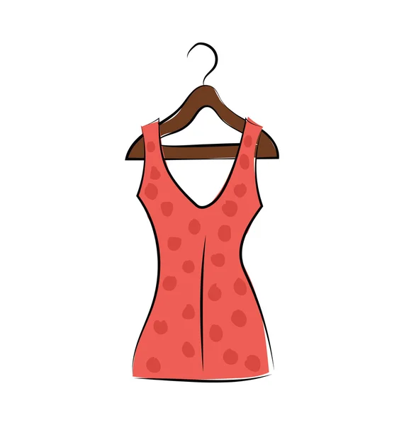 女性ドレス スケッチの色ベクトル アイコン — ストックベクタ