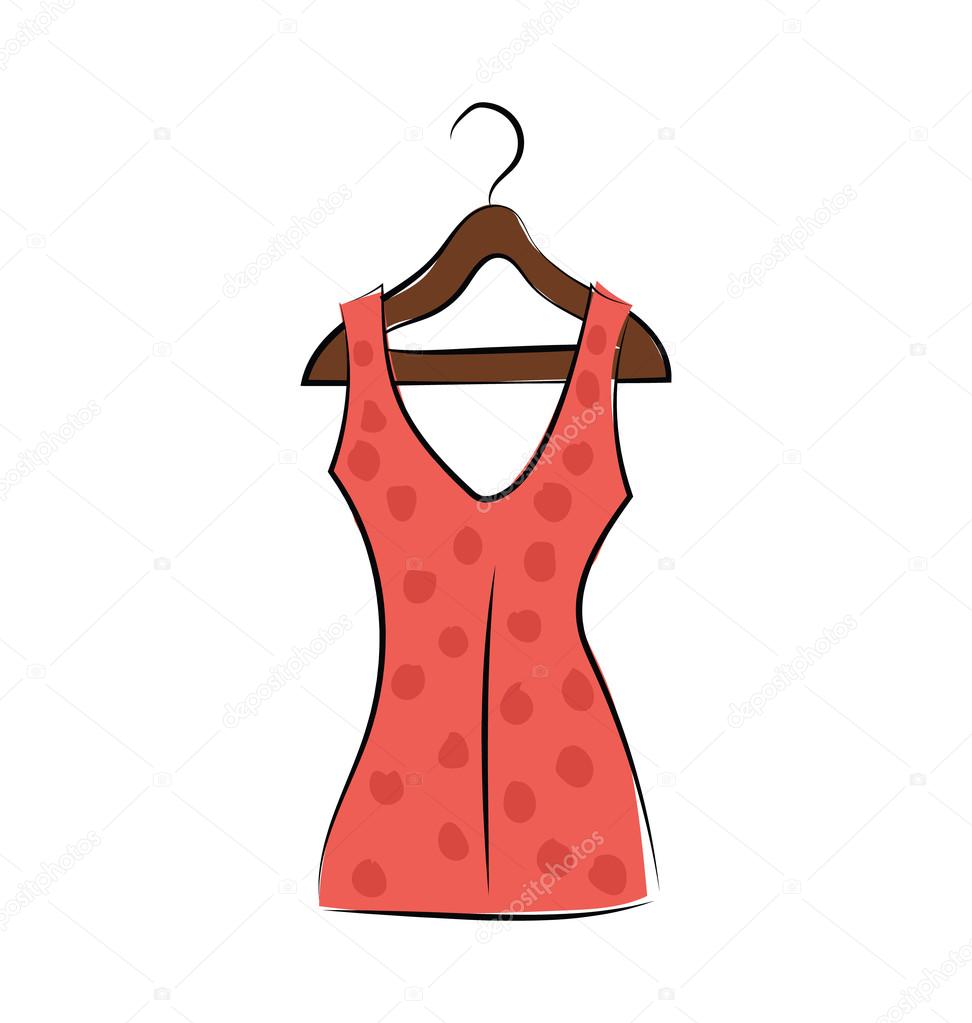 Woman Dress Sketchy Colored Vector Icon