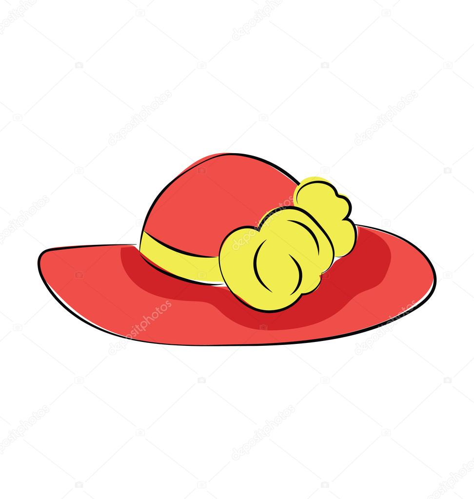 Hat Hand Drawn Colored Vector Icon