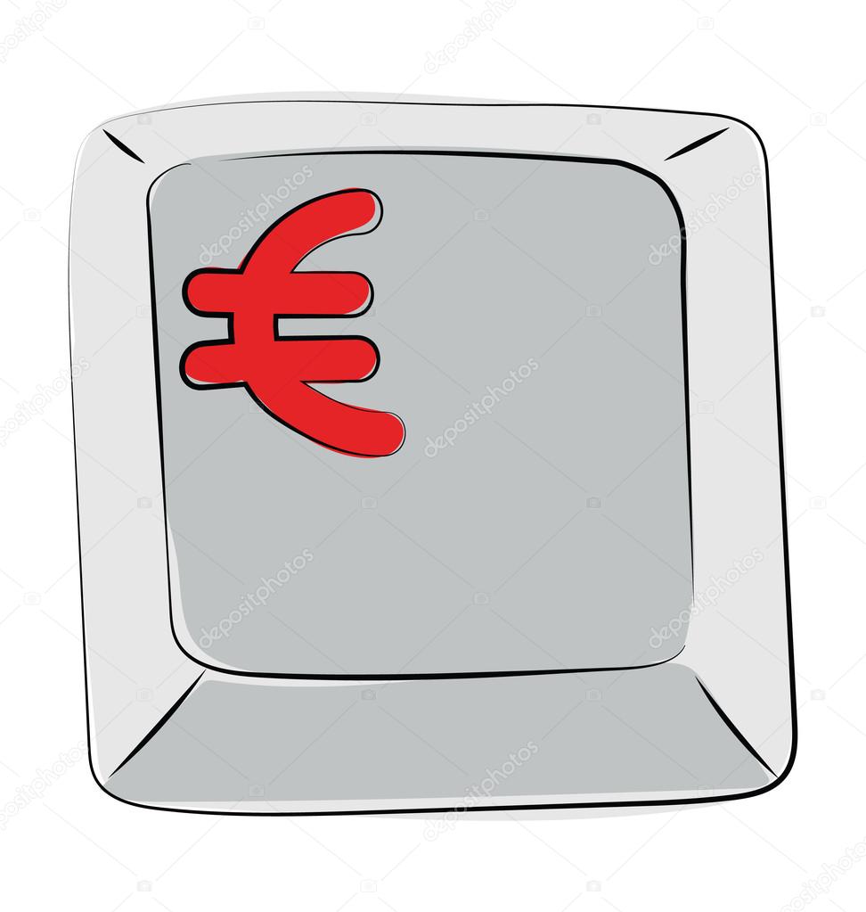 Euro Button Sketchy Colored Vector Icon