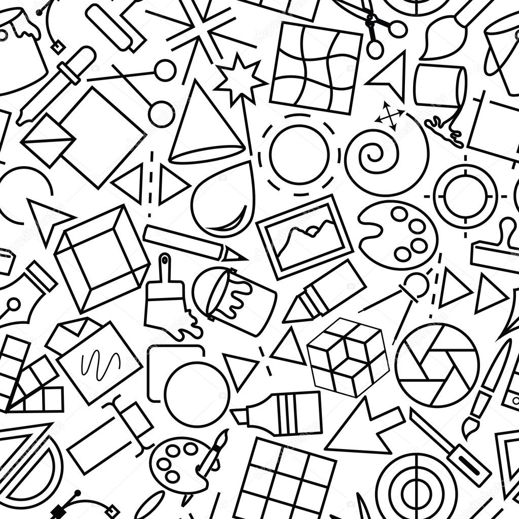 Design and Development Seamless Outline Icon Pattern