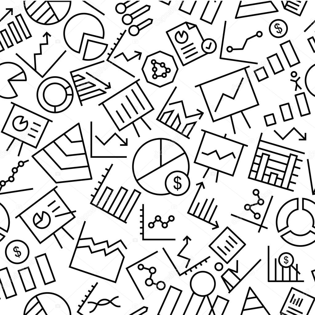 Business Charts Seamless Icon Pattern Background