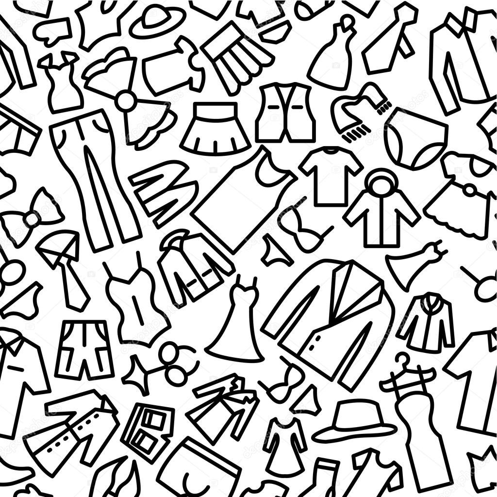 Fashion Hand Drawn Sketchy Outline Seamless Icon Pattern
