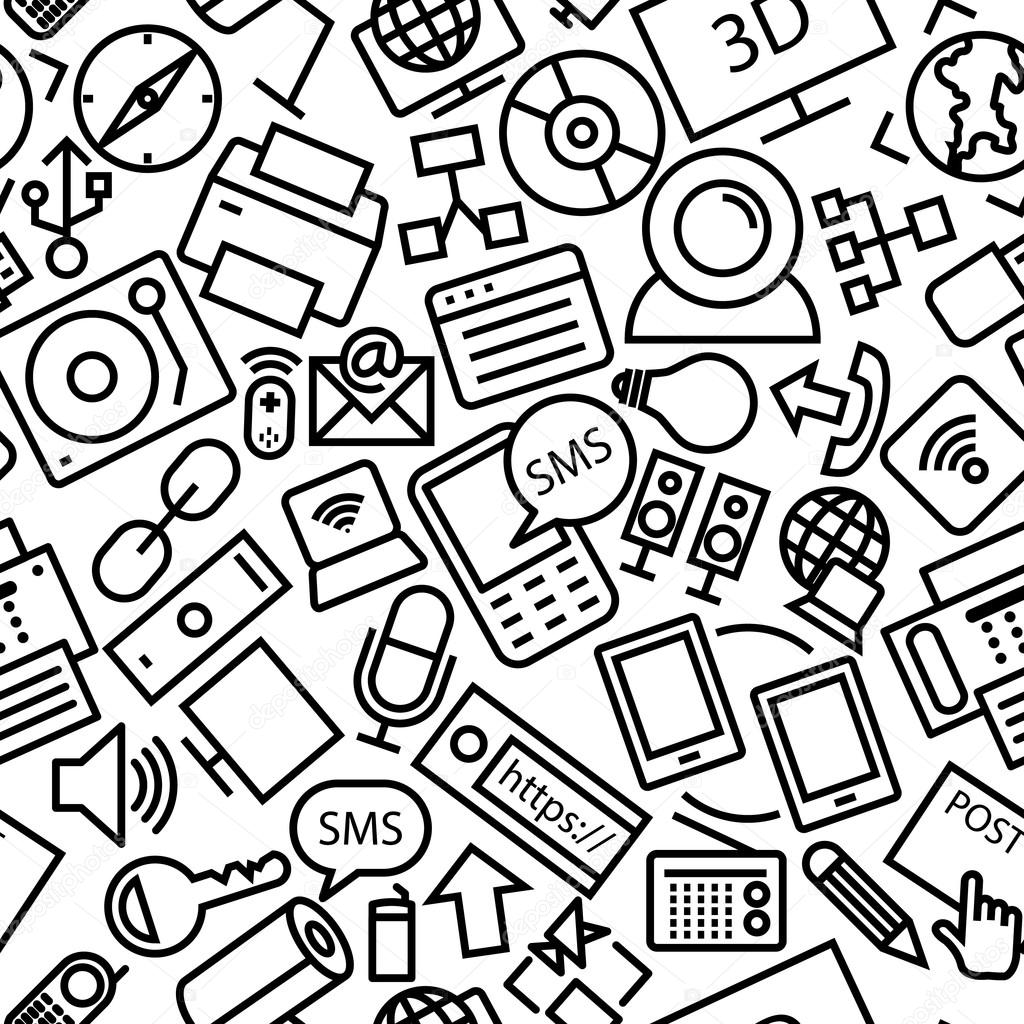 Communication Seamless Outline Icon Pattern