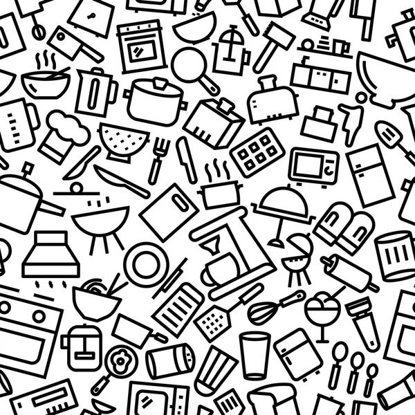 Mutfak elle çizilmiş Dikişsiz ikonik desen