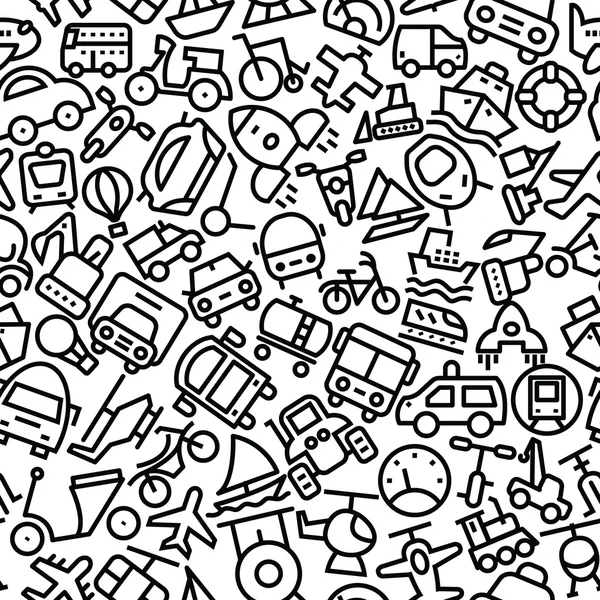 Транспорт Hand Drawn Sketchy Outline Icon Pattern — стоковый вектор