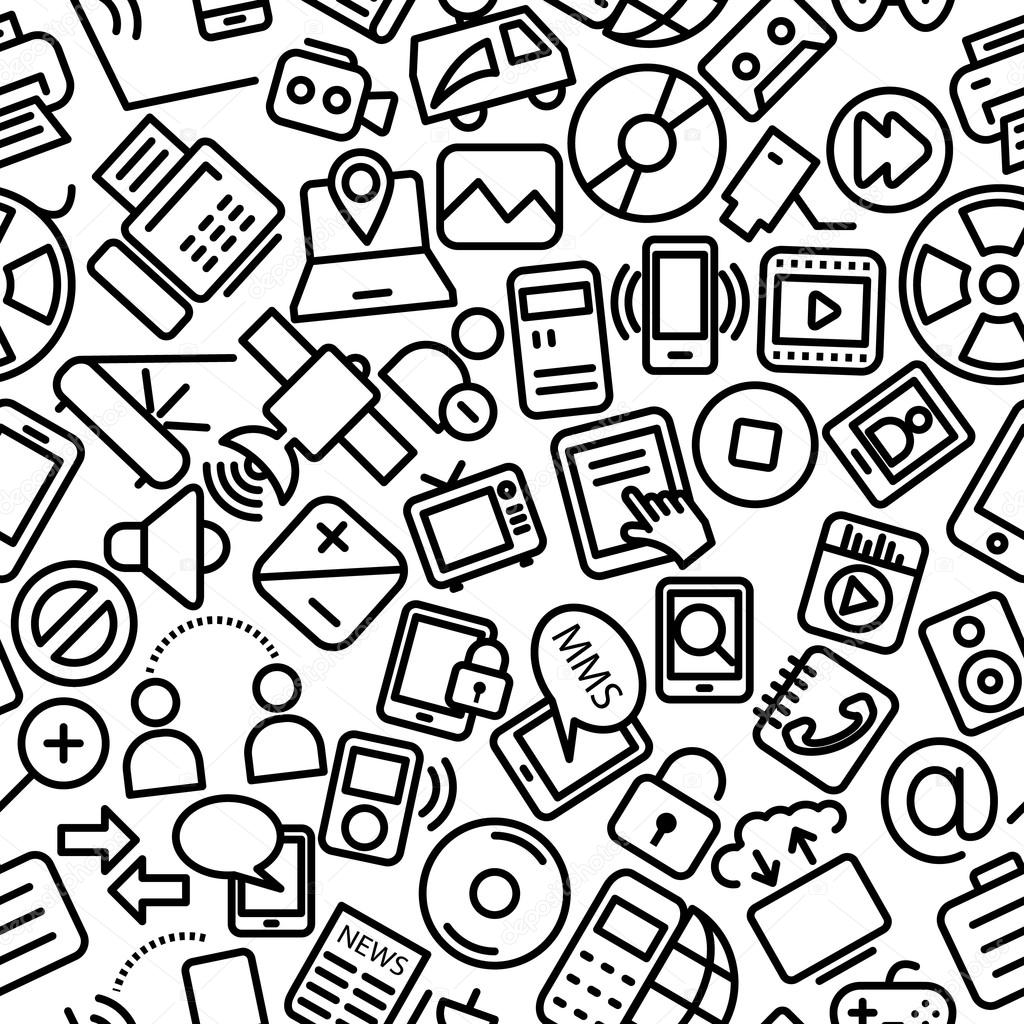 Media Seamless Hand Drawn Icon Pattern