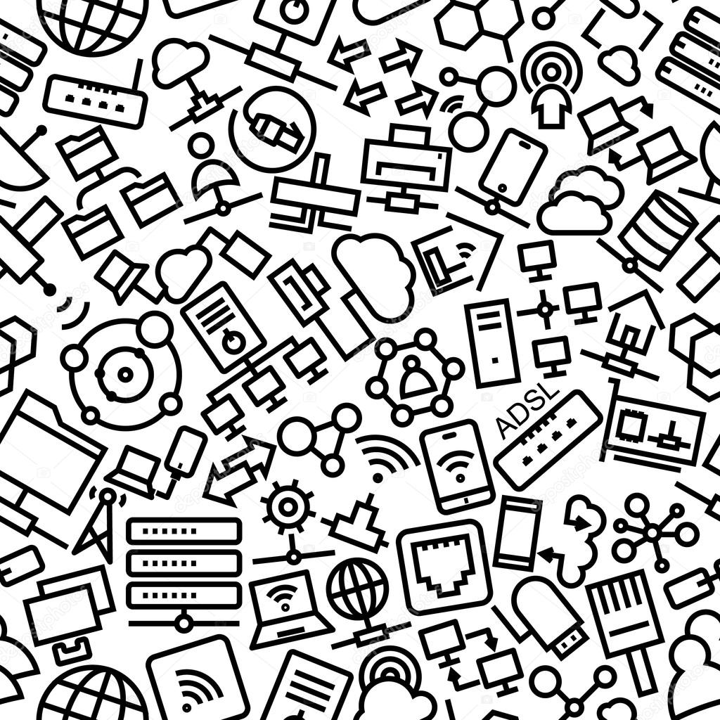 Network and Sharing Line Icon Pattern Illustration