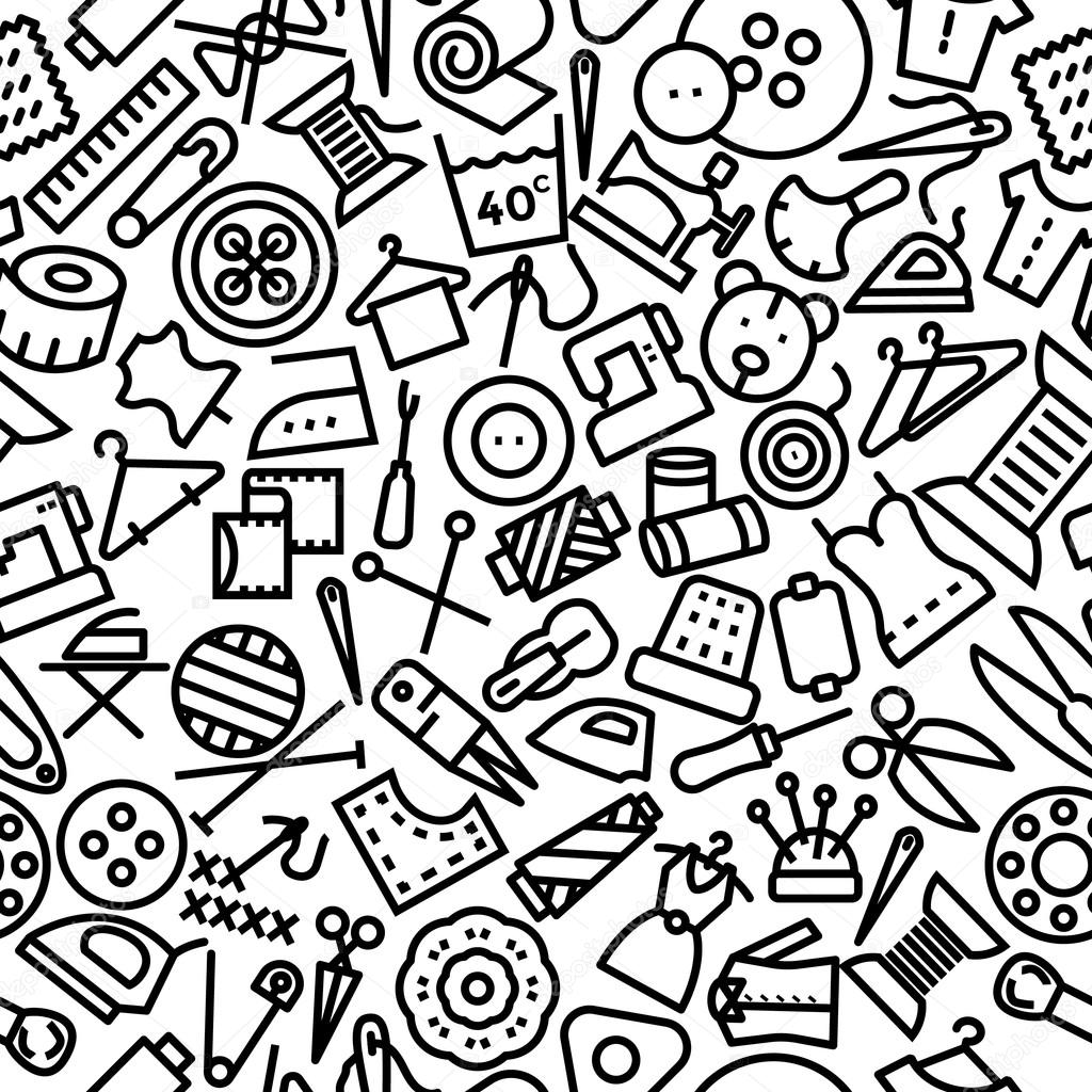 Sewing Hand Drawn Icon Pattern Background