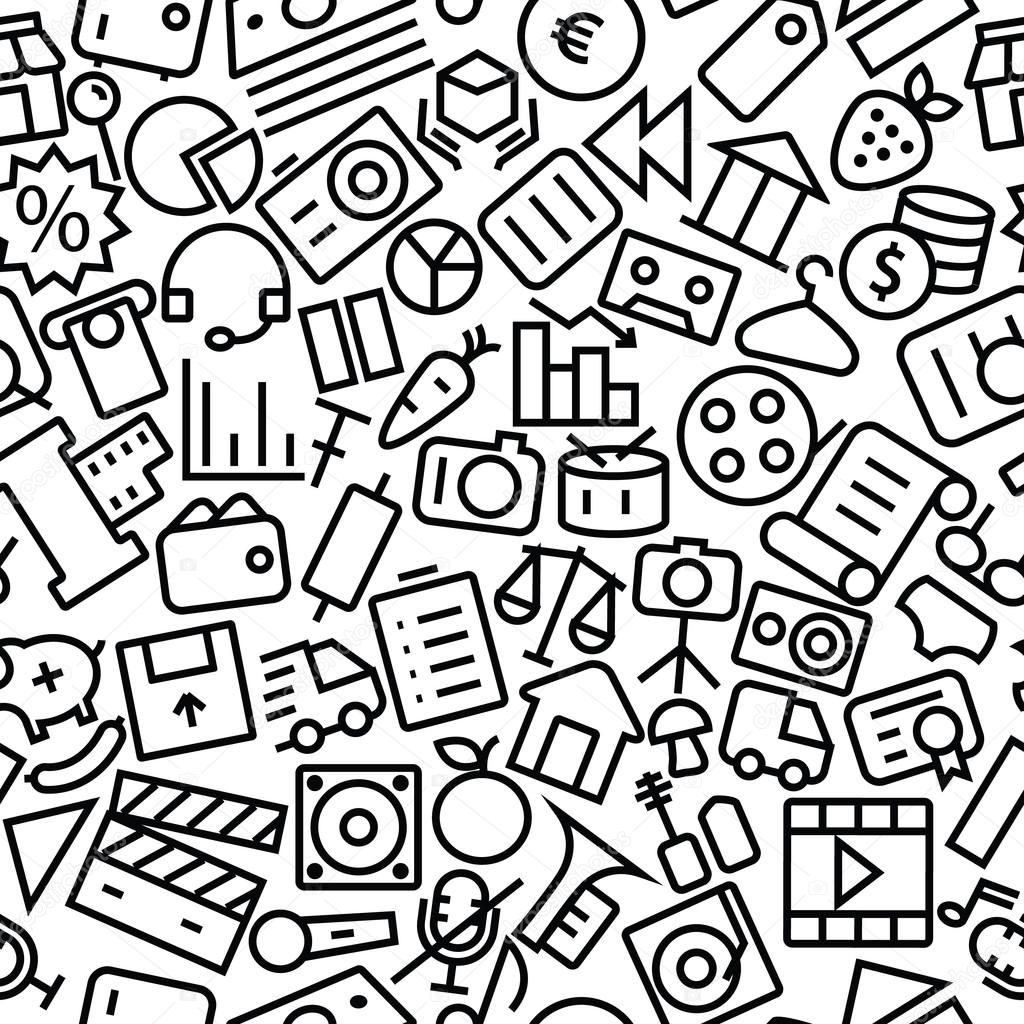 User Interface Seamless Outline Icon Pattern