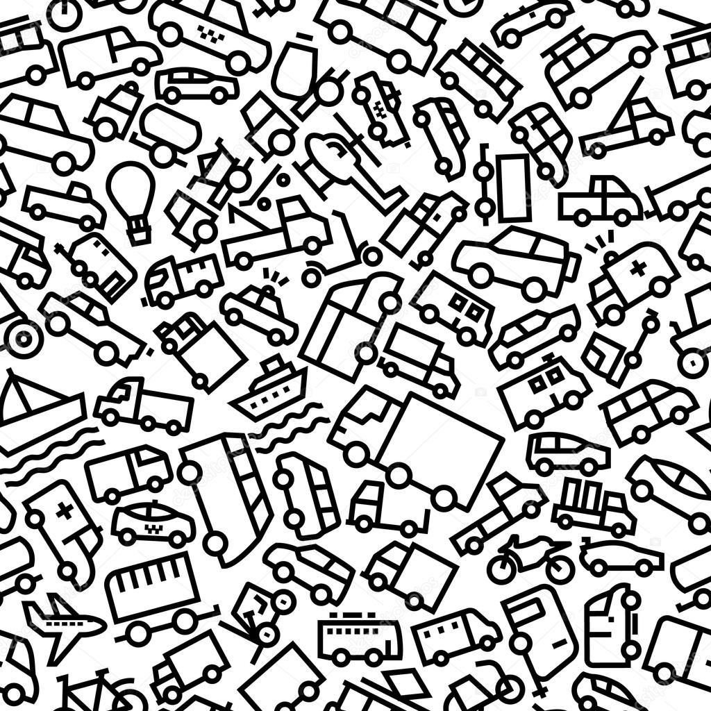 Vehicles Hand Drawn Outline Icon Pattern Background