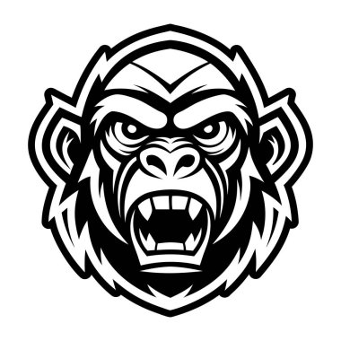 Glyph style icon showing a wild gorilla face