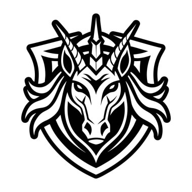 A glyph style icon of an equine head