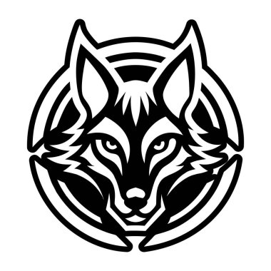 A glyph style icon of a jackal logo