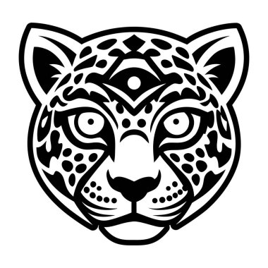black leopard head isolated on a white background. vector illustration